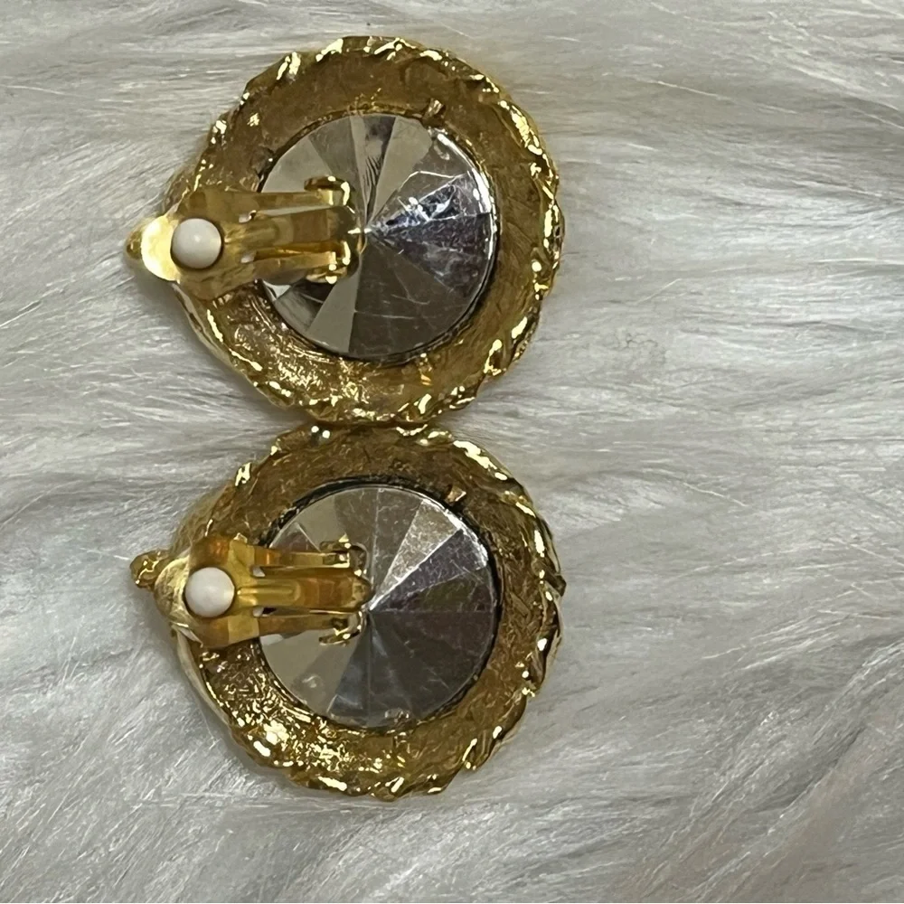 Vintage Bright Aqua Runway Style Clip Earrings